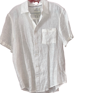 Thom Aaron Classic White Linen Button-Down Shirt M